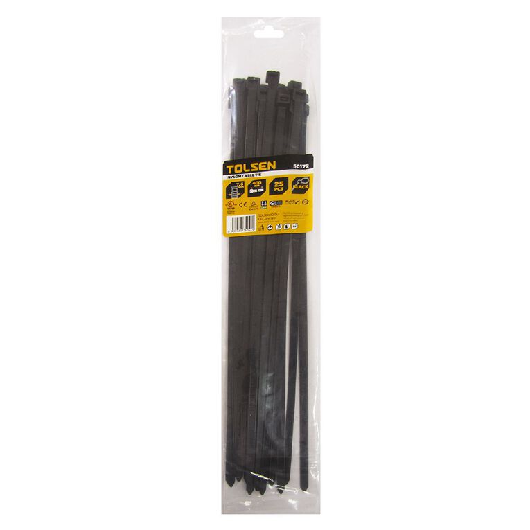 Tolsen Cable Tie 400mm x 7.6mm 25 Pack, , hi-res