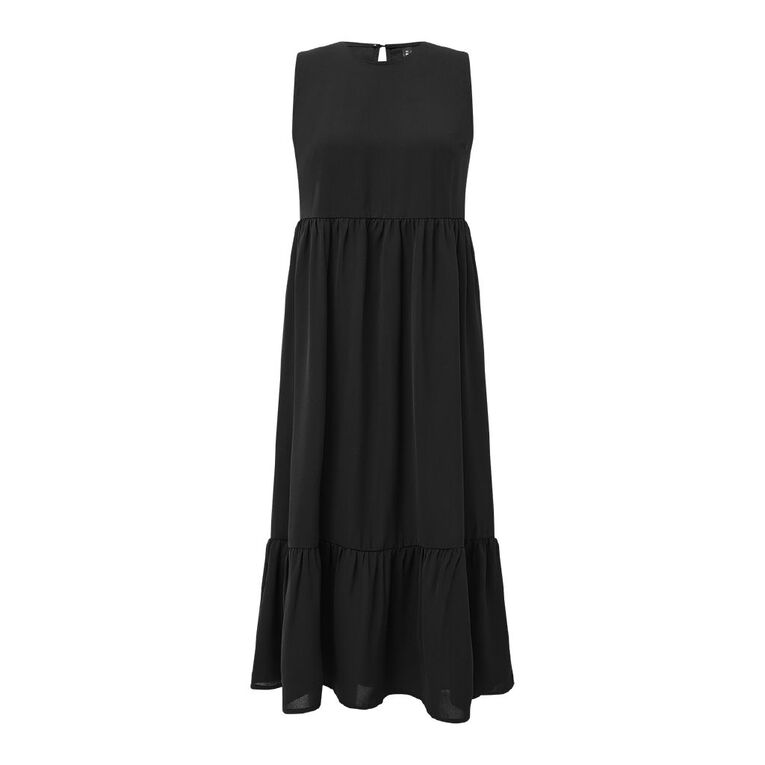 H&H Women's Seelveless Tiered Dress Midaxi, Black, hi-res