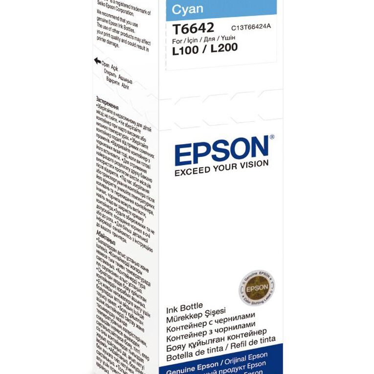 Epson Ink T664 Cyan 70ml Bottle (7500 Pages), , hi-res
