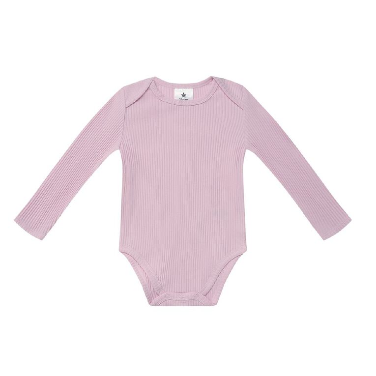 Young Original Babies' Long Sleeve Rib Bodysuit 3 Pack, Pink, hi-res