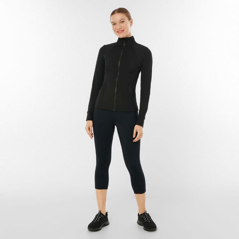 Active Intent Women's Pocket Nylon Crop Leggings, Black, hi-res