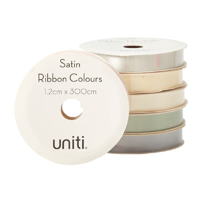Uniti Satin Ribbon Neutrals 3m Assorted, , hi-res