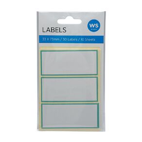 WS Rectangle Labels 3.3cm x 7.3cm 30 Pack