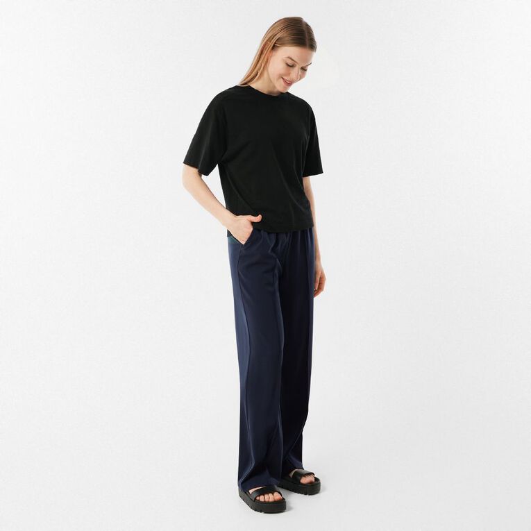 H&H Women's Pintuck Straight Work Pants, Navy, hi-res