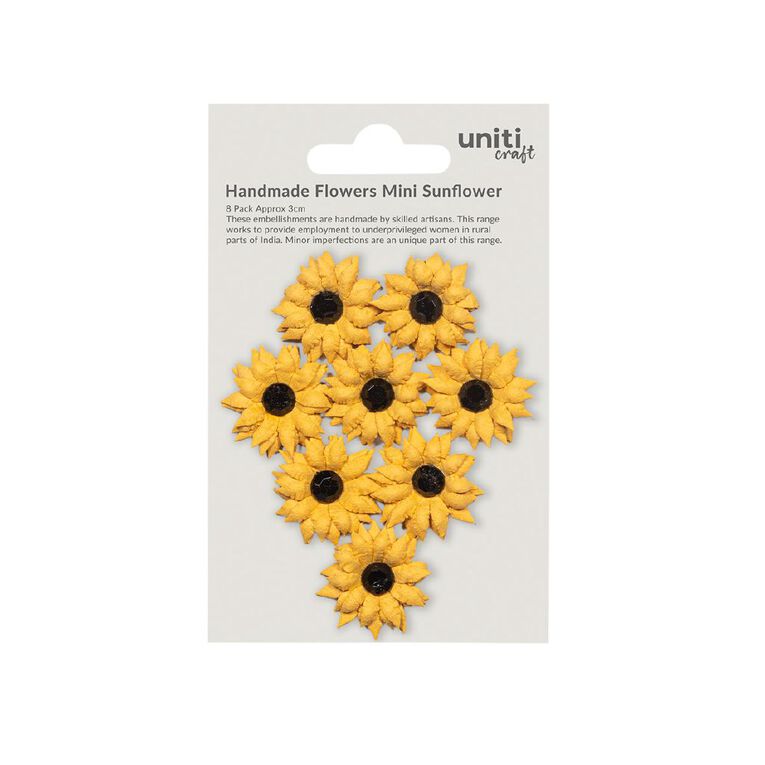 Handmade Flowers - Mini Sunflower Approx 3cm 8Pc Little Birdie, , hi-res