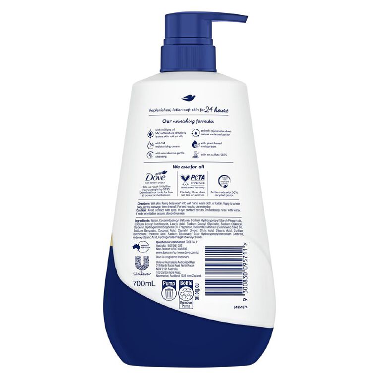 Dove Advanced Care Body Wash Triple Moisturising 700ml, , hi-res