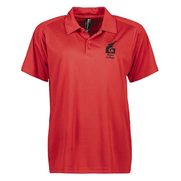 Schooltex Piopio College New Short Sleeve Polo with Embroidery, Red Mid, hi-res