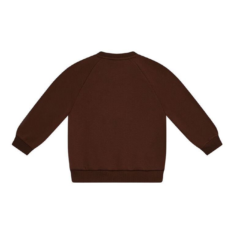 Young Original Plain Crew Raglan Sweat, Brown Dark, hi-res