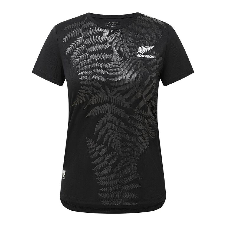 Active Intent Women's Supporter Crew Mesh Tee, Black, hi-res