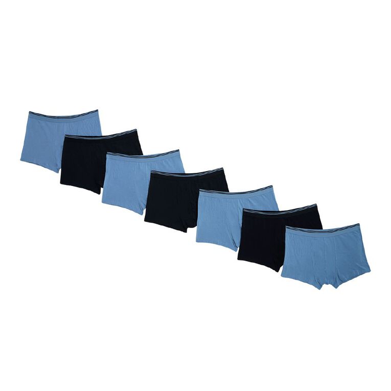 H&H Men's Trunks 7 Pack, Black/Blue, hi-res