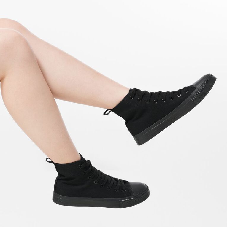 H&H Women's Jen Canvas High Top Sneakers, Black, hi-res
