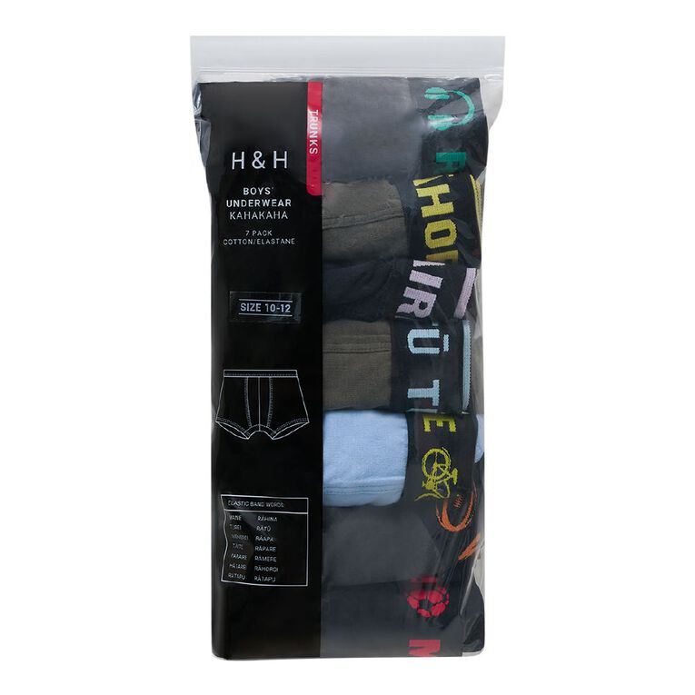 H&H Boys' Trunks 7 Pack, Black/Green, hi-res