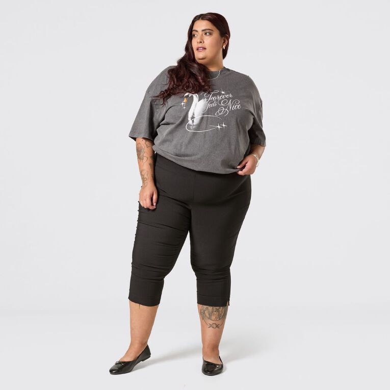 H&H Curve Women's Bengaline Crop Pants, Black, hi-res