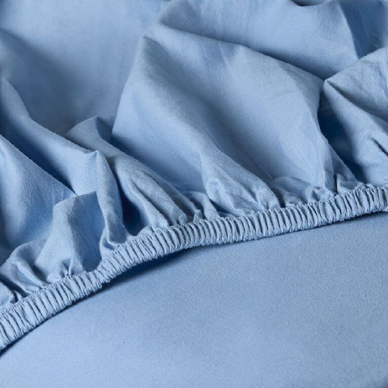 Living & Co 100% Washed Cotton Fitted Sheet Denim King Single, , hi-res