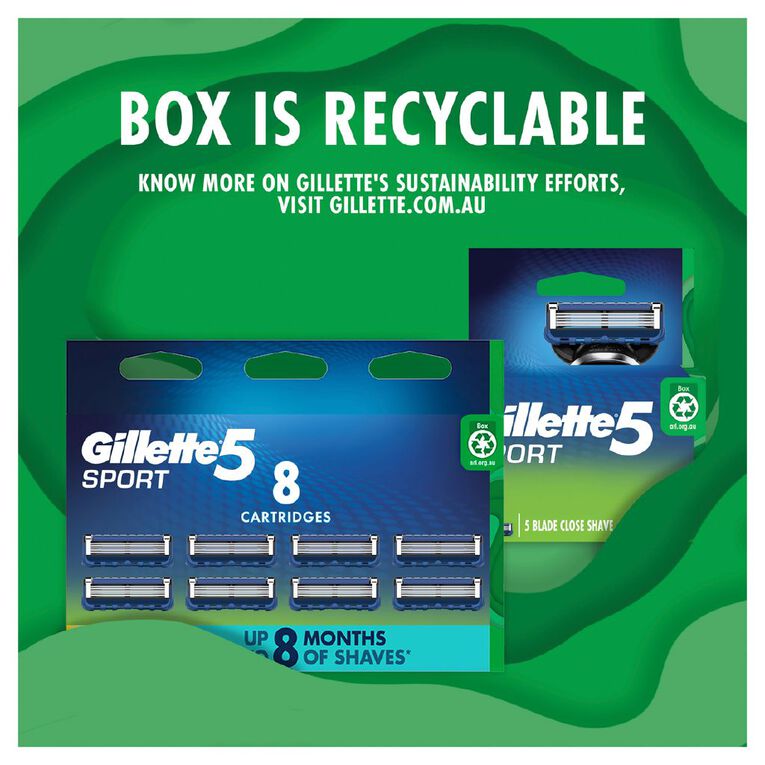 Gillette 5 Sport Replacement Cartridges 4 Pack, , hi-res