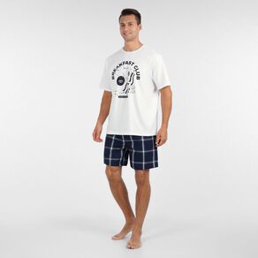 H&H Men's Knit and Woven Short Pyjama Set