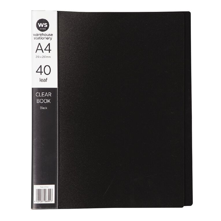 WS Clear Book 40 Leaf Black A4, , hi-res
