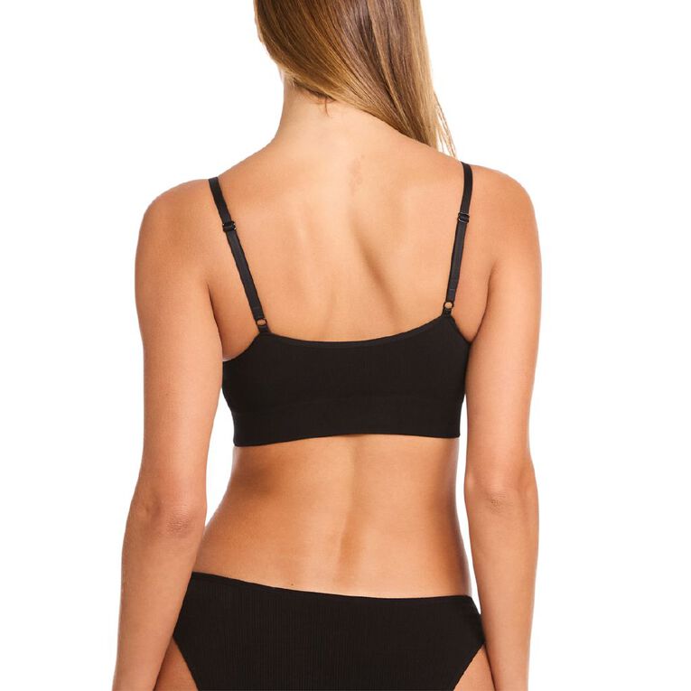 Clio Women's Bamboo Rib Bralette, Black, hi-res