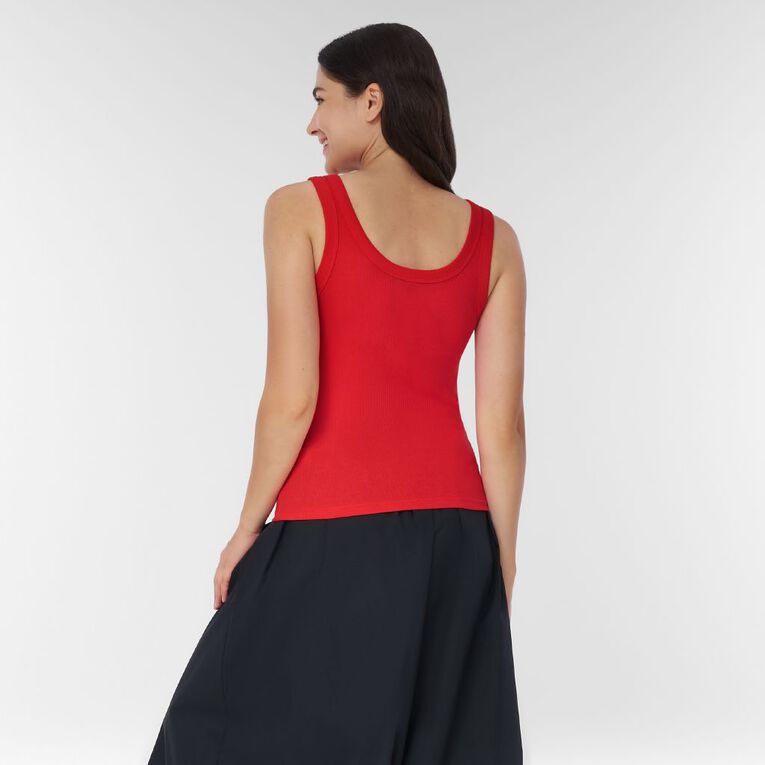 H&H Women's Rib Scoop Neck Tank, Red Mid, hi-res