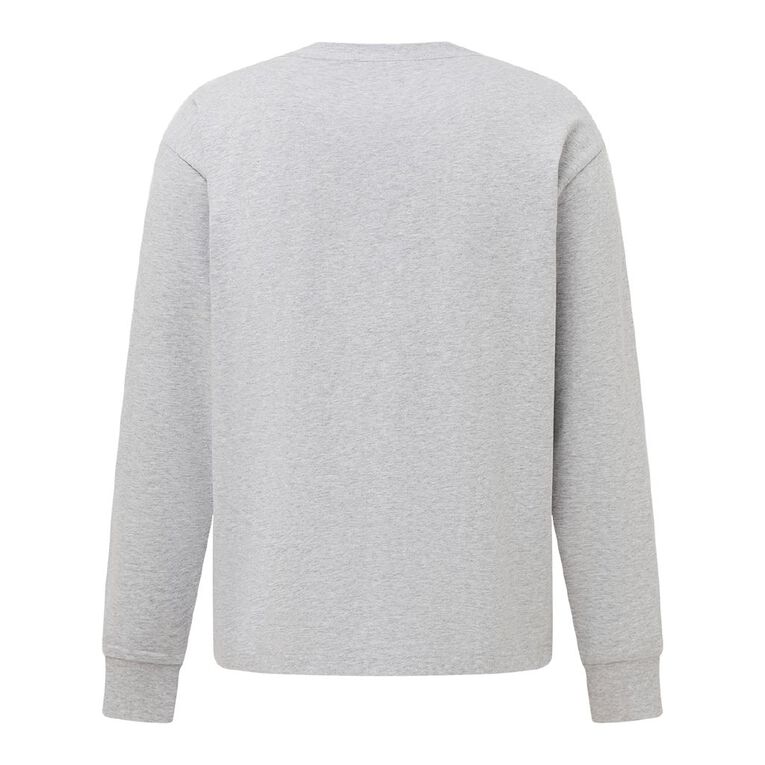 Garage Men's Long Sleeve Boxy Tee Graphic, Grey Marle, hi-res