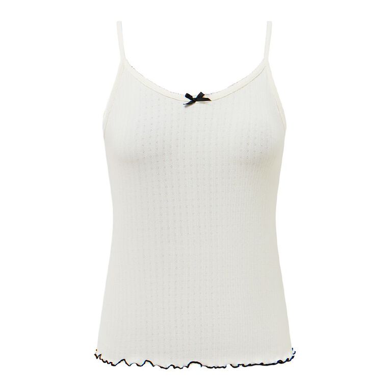 H&H Women's Pointelle Sleep Cami, White, hi-res