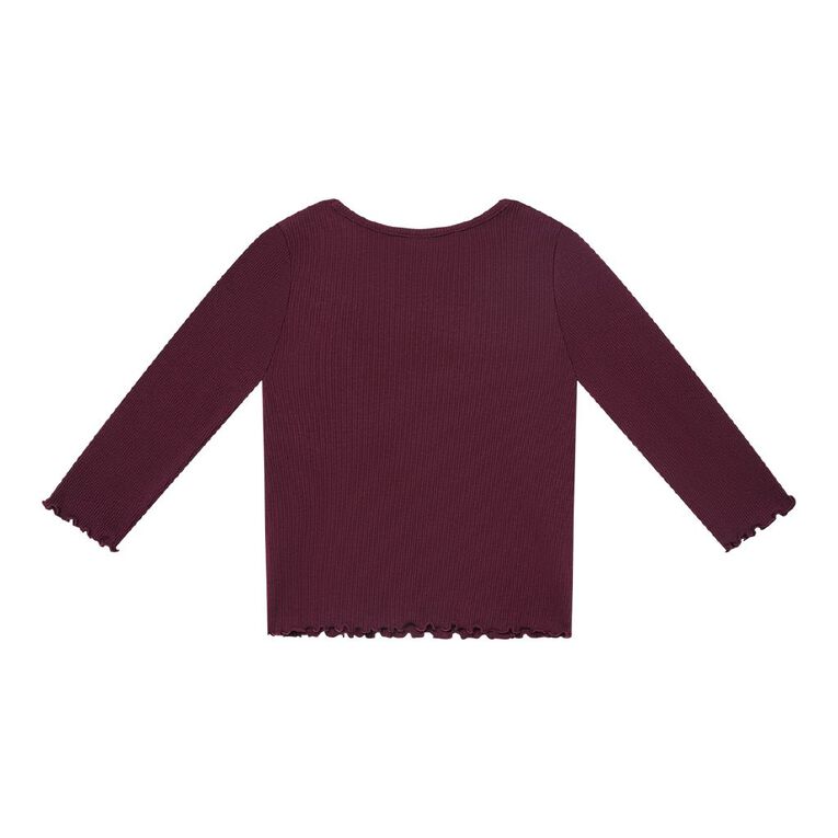 Young Original Toddler Girls' Long Sleeve Rib Tee, Red Mid, hi-res