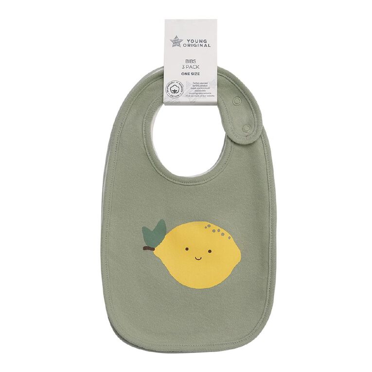 Young Original Babys' Dome Bibs 3 Pack, Green Light, hi-res