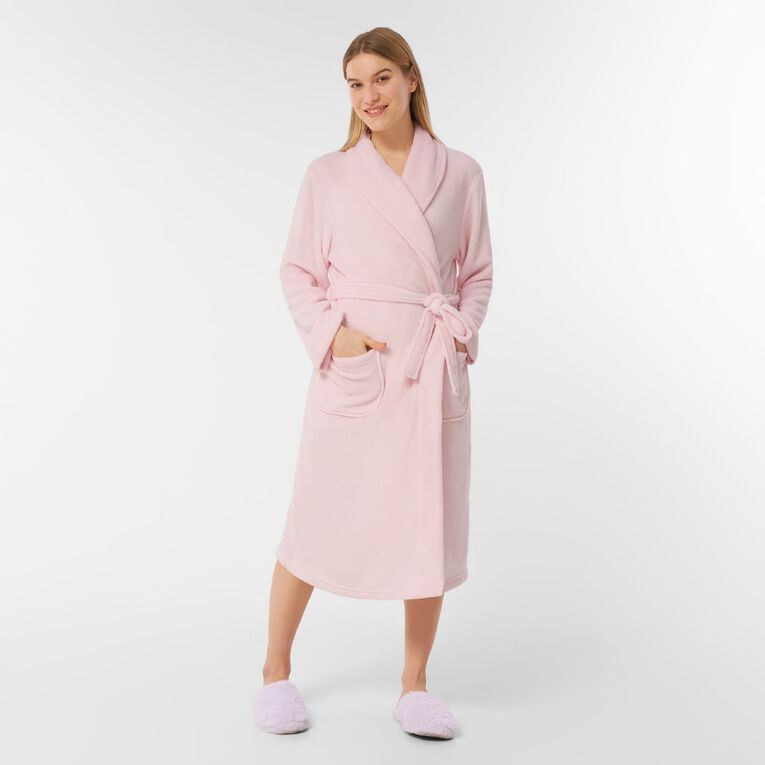 H&H Women's Coral Fleece Robe, Pink Light, hi-res