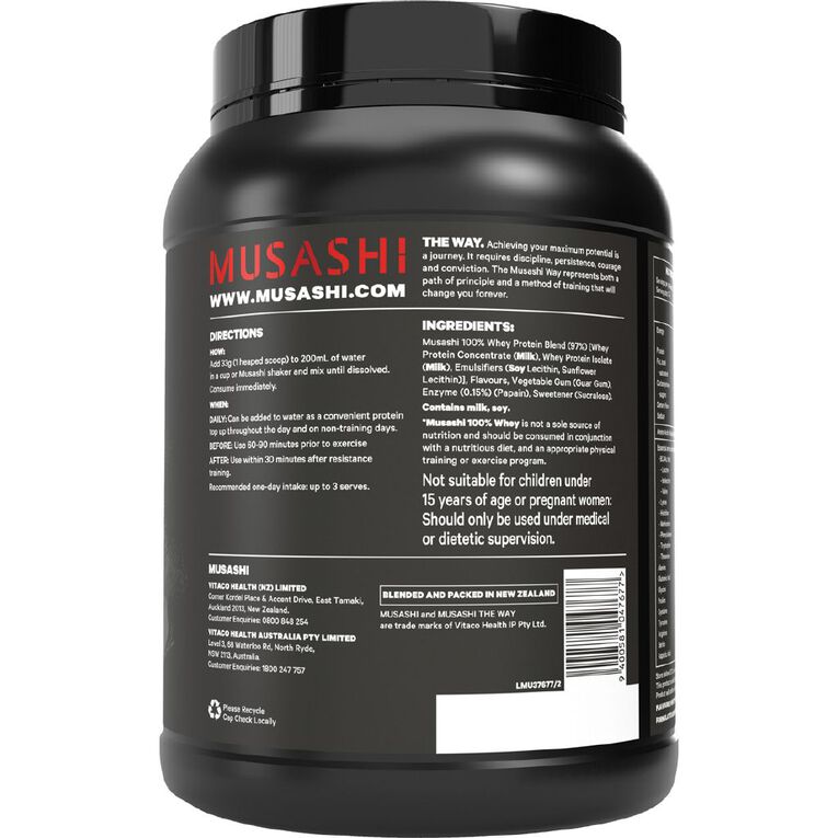 Musashi 100% Whey Protein Powder Vanilla 900g, , hi-res