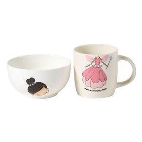 Wonderland Home Christmas Fairy Breakfast Mug & Bowl Set Pink