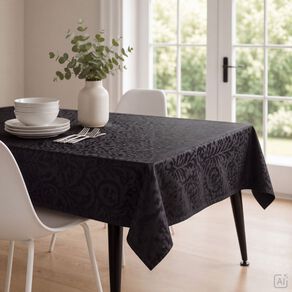 Living & Co Table Cloth Jacquard Black 135cm x 230cm