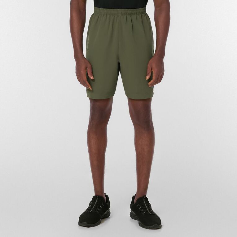 Active Intent Men's Stripe Detail Shorts, Green Dark, hi-res