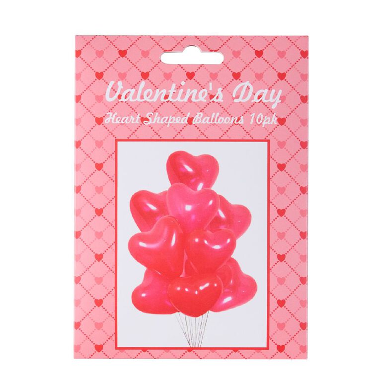 Valentine's Day Heart Shaped Balloons 10 Pack, , hi-res