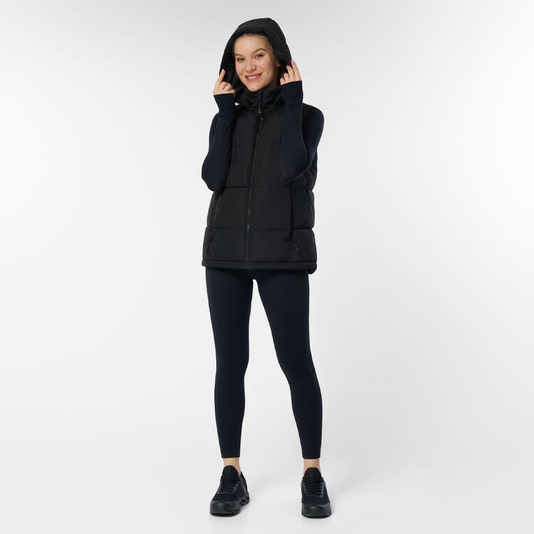 Active Intent Women's Hood Puffer Vest, Black, hi-res