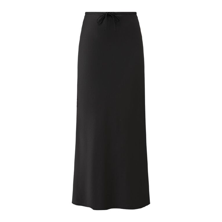 H&H Women's Satin Bias Skirt, Black, hi-res