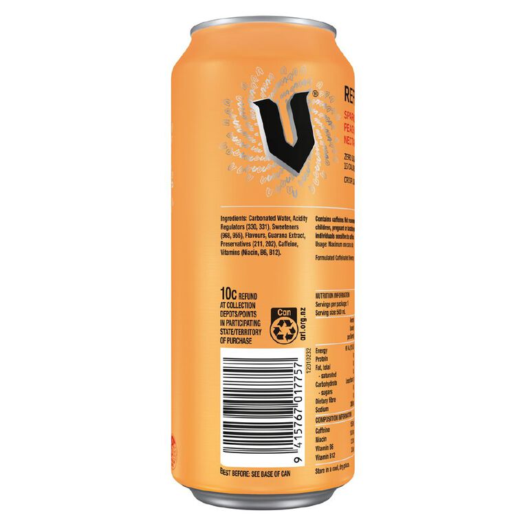 V Refresh Peach And Nectarine Can 500ml, , hi-res