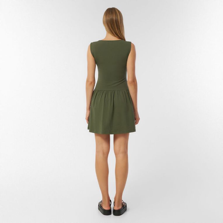 H&H Women's Boatneck Ruffle Hem Teried Mini, Green Dark, hi-res