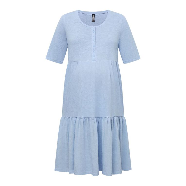 H&H Maternity Nursing Henley Tiered Mini Dress, Blue Light, hi-res