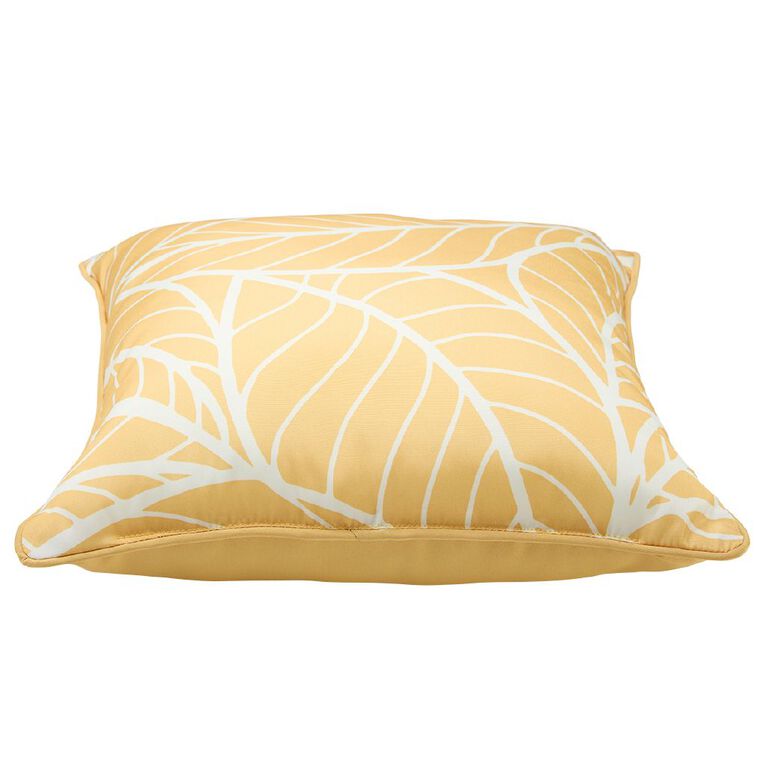 Living & Co Outdoor Cushion Leaves Yellow 40cm x 40cm, , hi-res