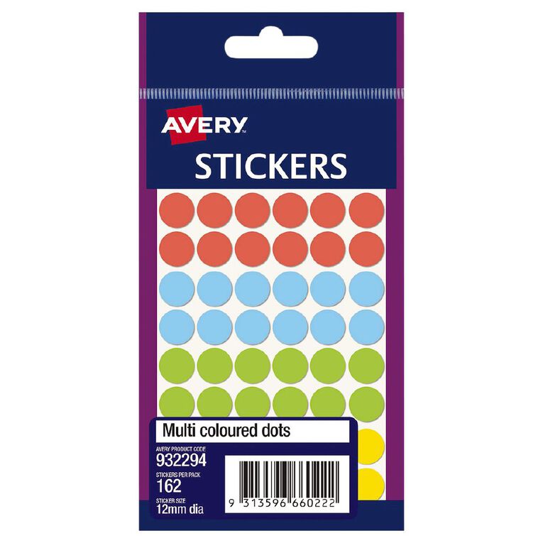 Avery Dot Stickers 162 Labels 12mm Diameter, , hi-res