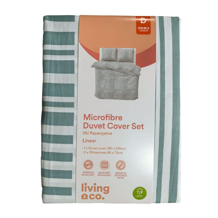 Living & Co Duvet Cover Set Geo Cameo Blue Double, , hi-res