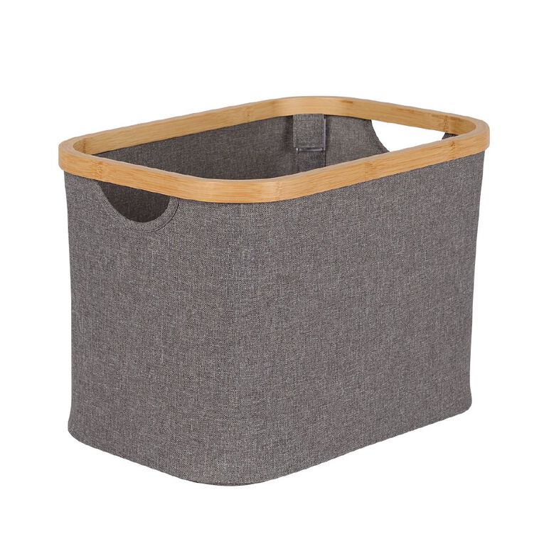 Living & Co Fabric Basket With Bamboo Trim Small, , hi-res