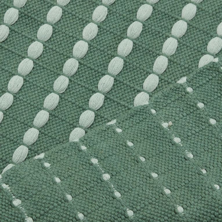 Living & Co Cotton Woven Rug Green 60cm x 90cm, , hi-res