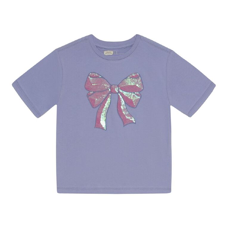 Young Original Short Sleeve Sequin Tee, Blue Light, hi-res