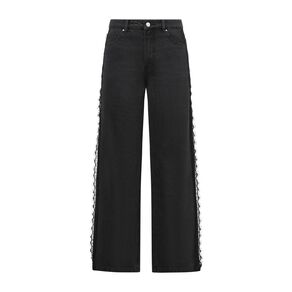 H&H Women's High Rise Wide Leg Lace Trim Jean