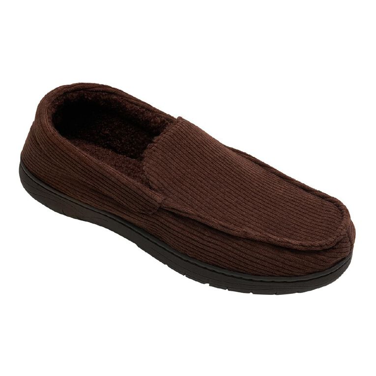 H&H Men's Howard Moccasin Slippers, Brown, hi-res