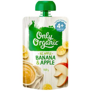 Only Organic Banana & Apple Baby Food Pouch 120g