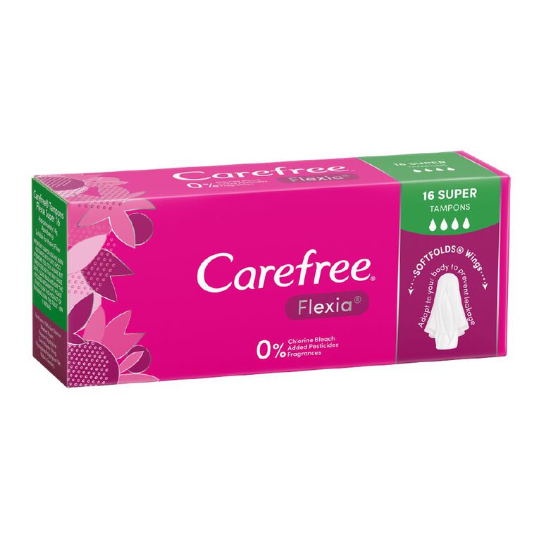 Carefree Flexia Tampons Super 16 Pack, , hi-res