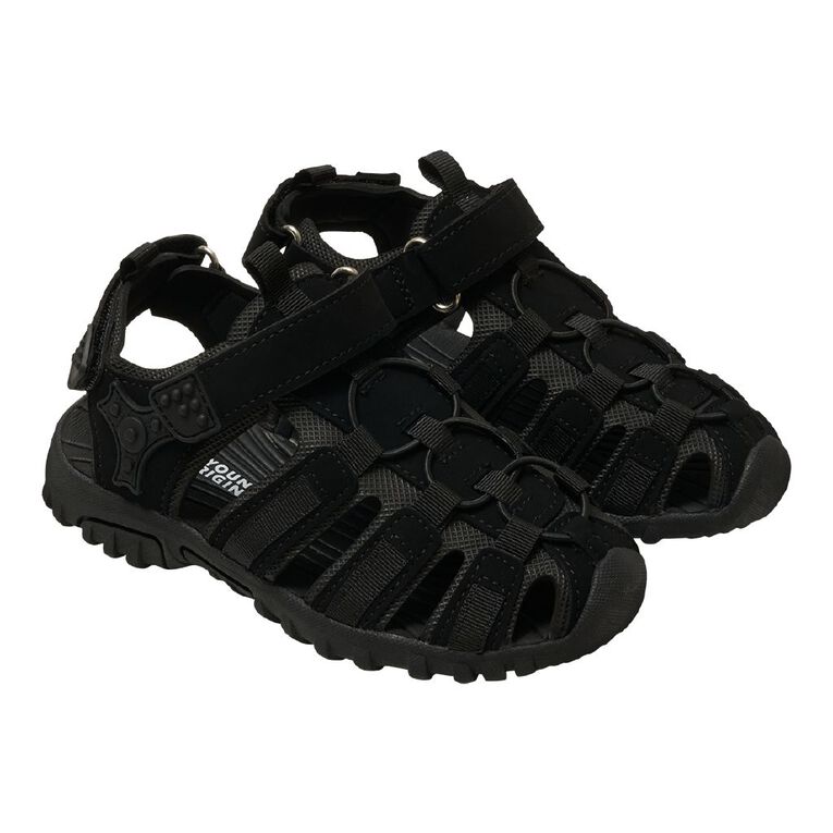 Young Original Junior Kids' Caged Sandals, Black, hi-res