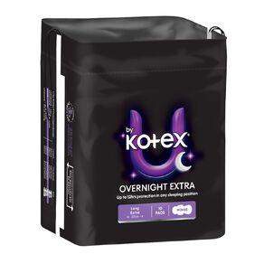 U By Kotex Maxi Overnight Pads with Wings 10 Pack